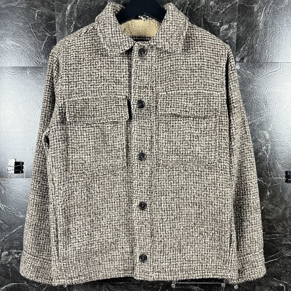Abercrombie&Fitch Men's Brown Sherpa Fur Pocket Chore Jacket XS